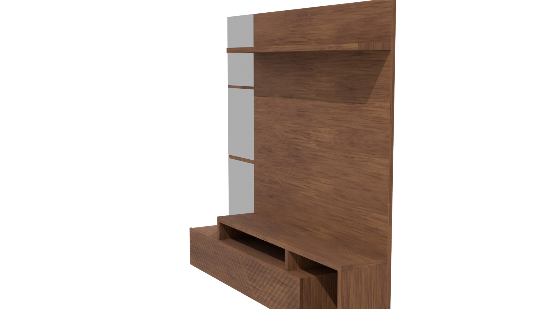 Stylish Wooden Wall Shelf with Mirrors 3D Model - Professional 3D Model Render 13