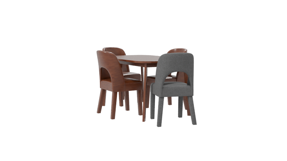 Stylish Wooden Dining Table Set - Professional 3D Model Render 7