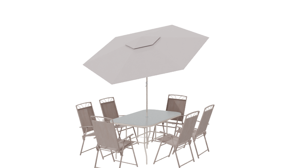 Stylish Outdoor Dining Set with Umbrella 3D Model - Professional 3D Model Render 6