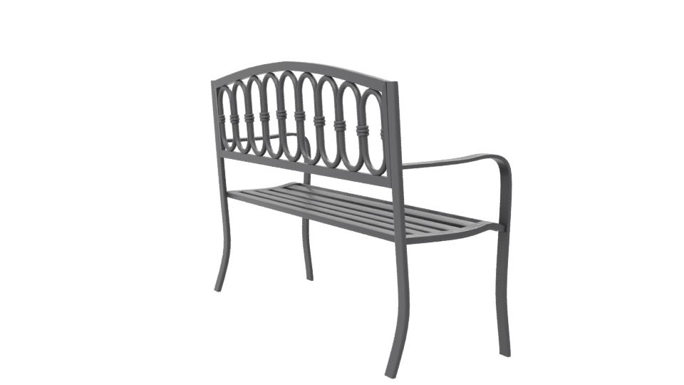 Elegant Outdoor Metal Bench Model - Professional 3D Model Render 7