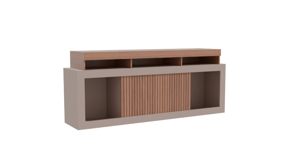 Stylish Wooden Media Console 3D - Professional 3D Model Render 10
