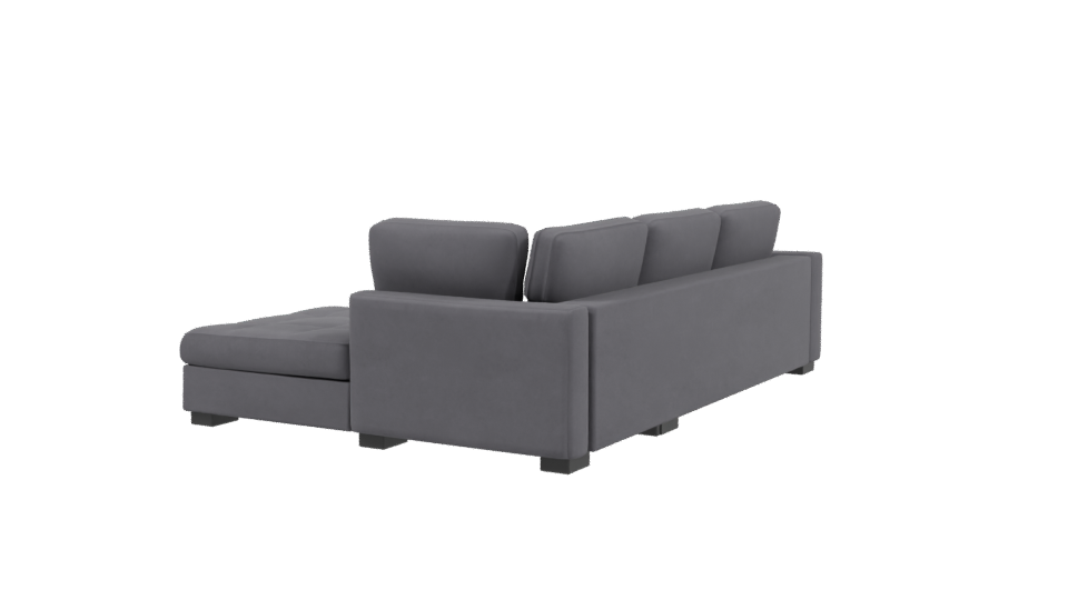 Gray Fabric Sectional Sofa Model - Professional 3D Model Render 3
