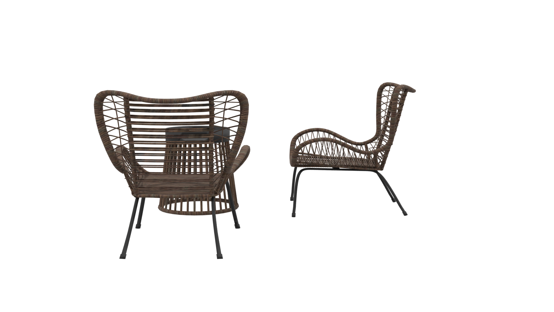 Stylish Rattan Lounge Chair Set - Professional 3D Model Render 2