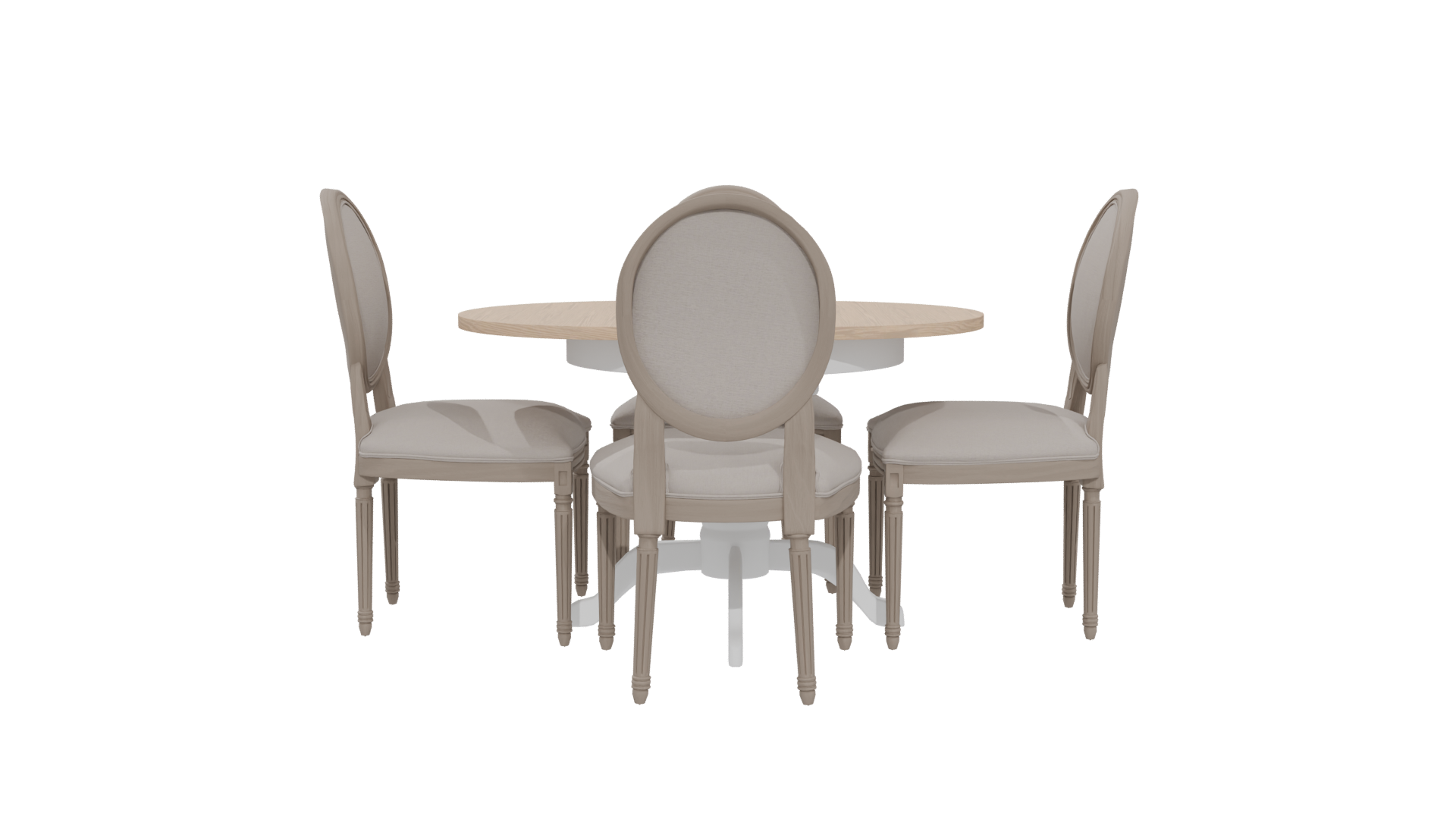 Elegant Round Dining Table with Upholstered Chairs 3D Model - Professional 3D Model Render 5