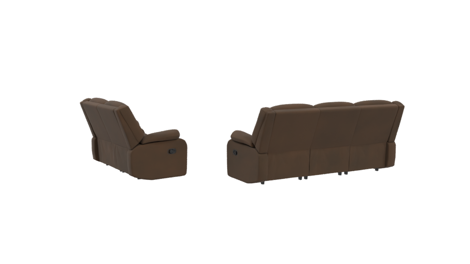 Elegant Brown Reclining Sofa Set 3D Model - Professional 3D Model Render 4