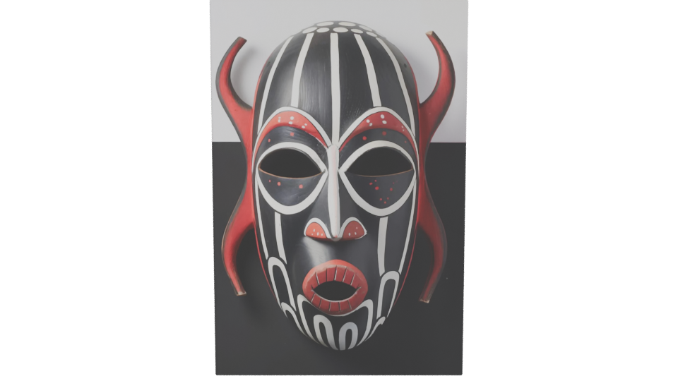 Stylized African Tribal Mask 3D - Professional 3D Model Render 11