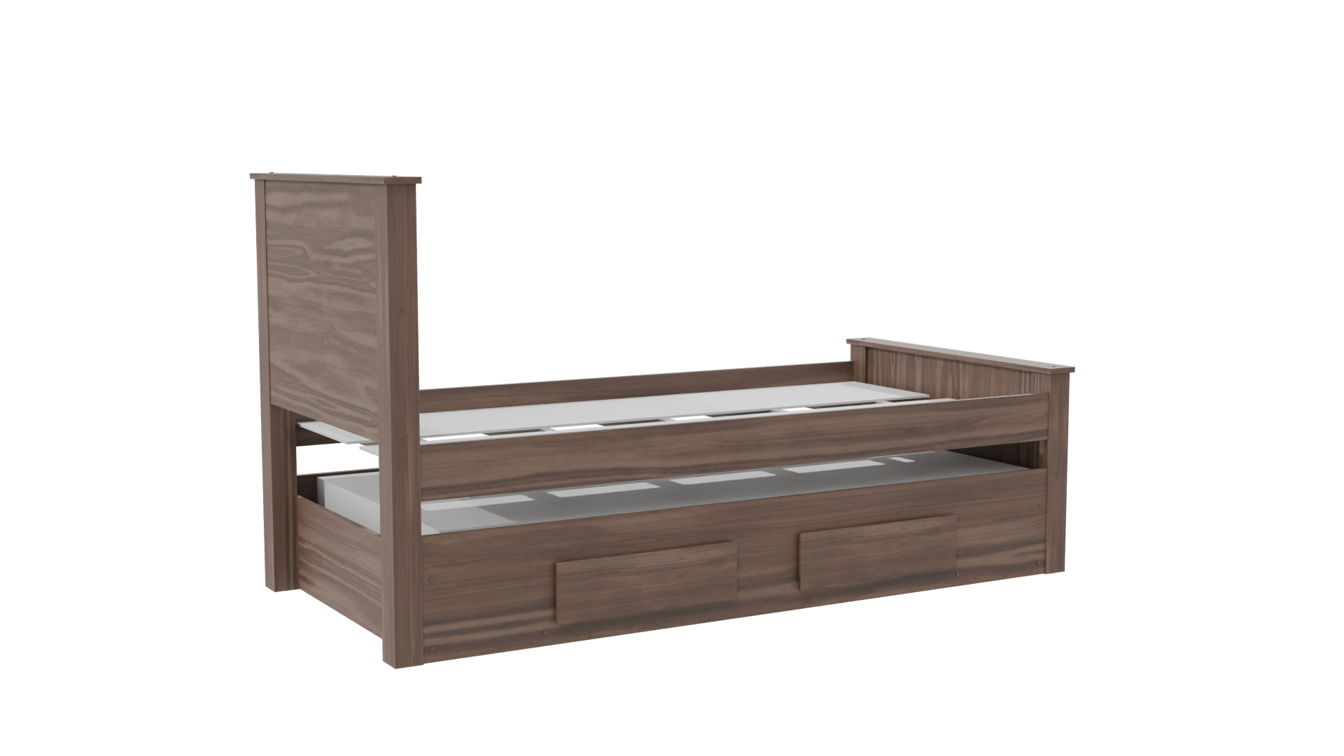 Stylish Wooden Twin Bed 3D Model - Professional 3D Model Render 7