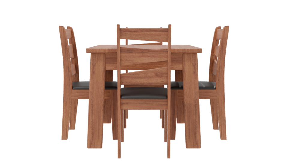 Stylish Wooden Dining Table Set 3D Model - Professional 3D Model Render 8