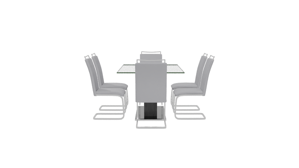 Modern Glass Dining Table Set - Professional 3D Model Render 5