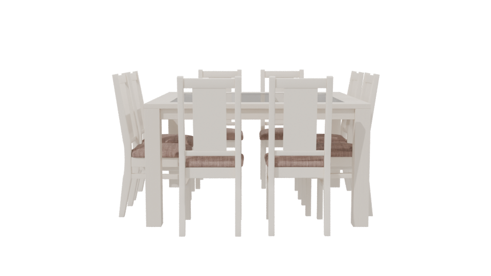 Stylish White Dining Table Set 3D Model - Professional 3D Model Render 2