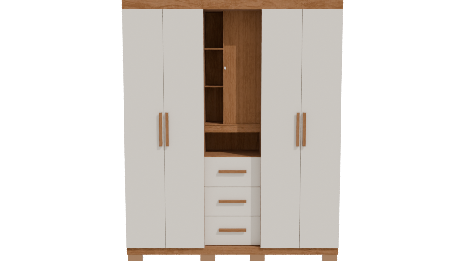 Stylish Wooden Wardrobe 3D Model - Professional 3D Model Render 11