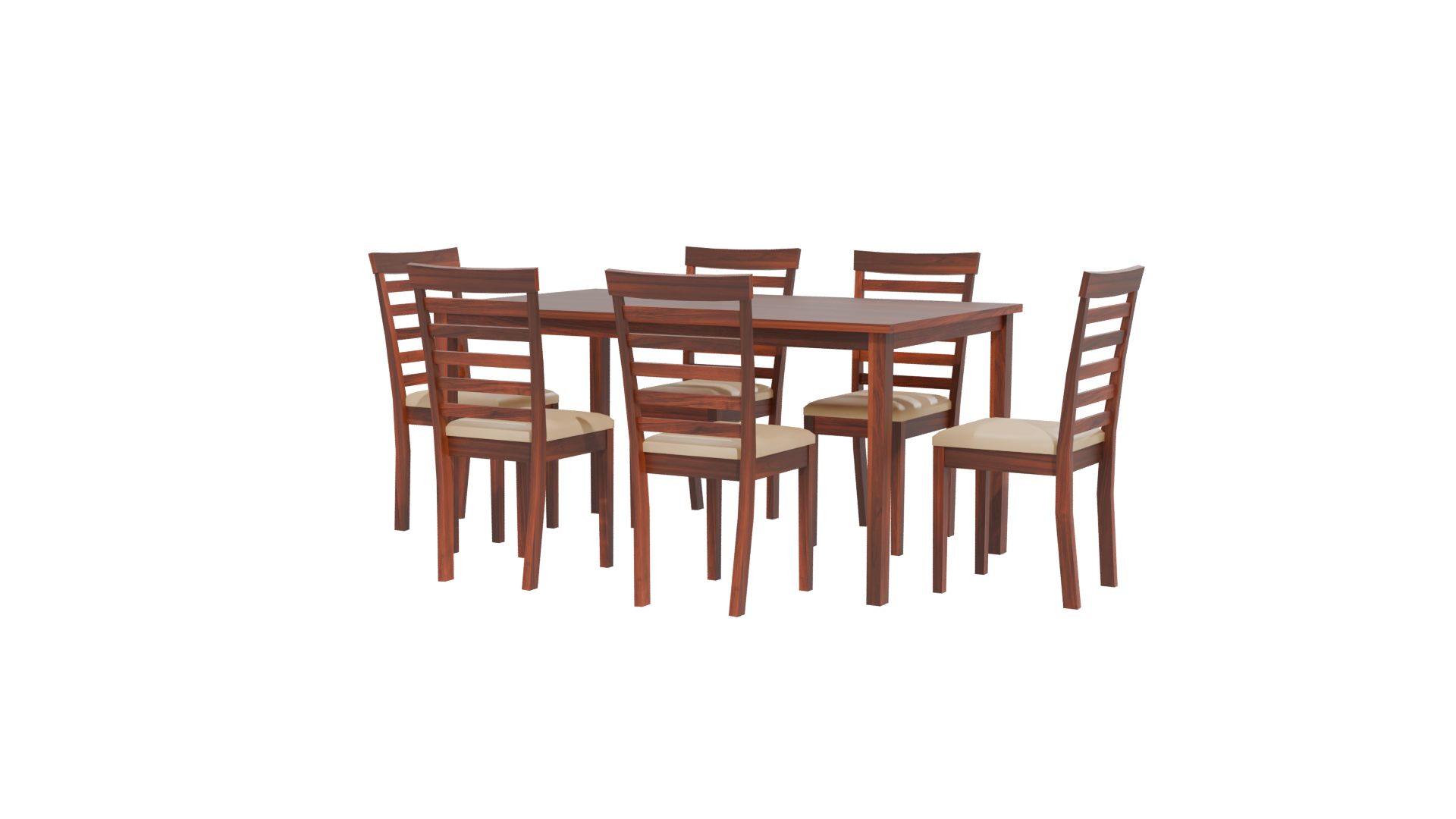 Wooden Dining Table Set 3D - Professional 3D Model Render 12