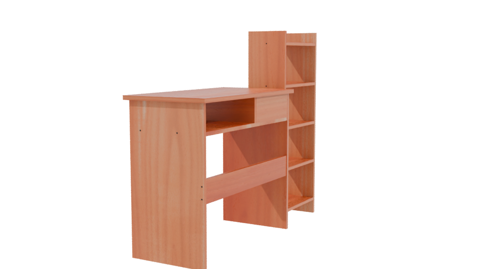 Minimalist Wooden Desk Set - Professional 3D Model Render 3