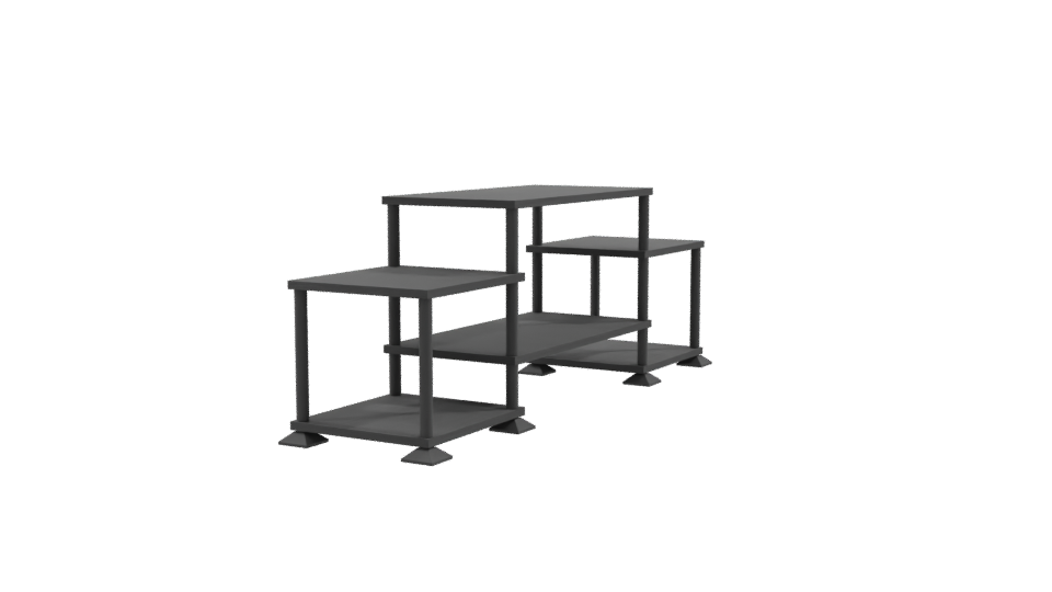 Contemporary Black Multi-Level Display Shelf 3D Model - Professional 3D Model Render 9
