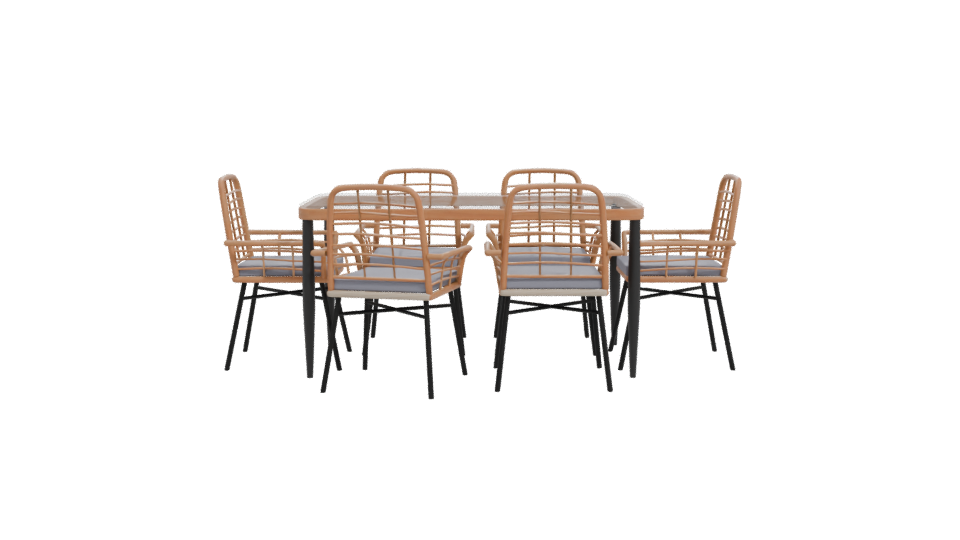 Stylish Outdoor Dining Table and Chairs Set 3D Model - Professional 3D Model Render 11