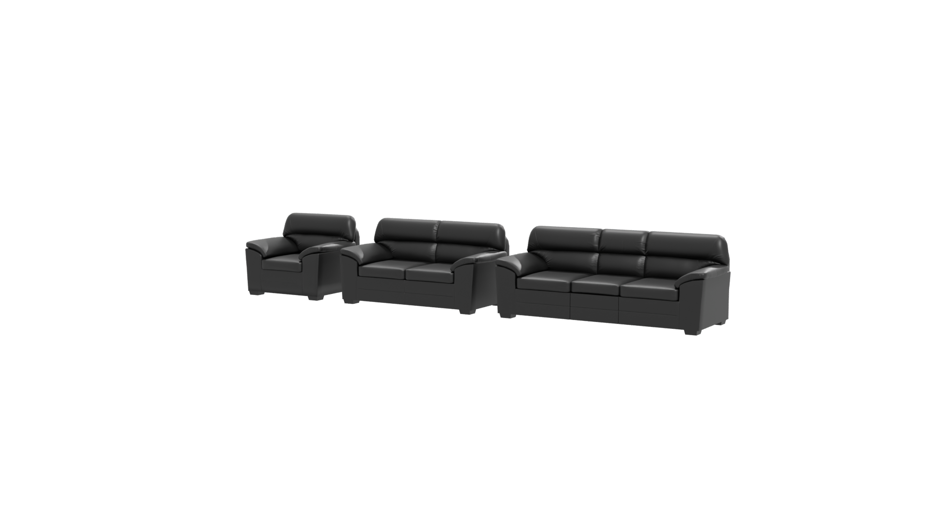 Stylish Black Sofa Set 3D - Professional 3D Model Render 12