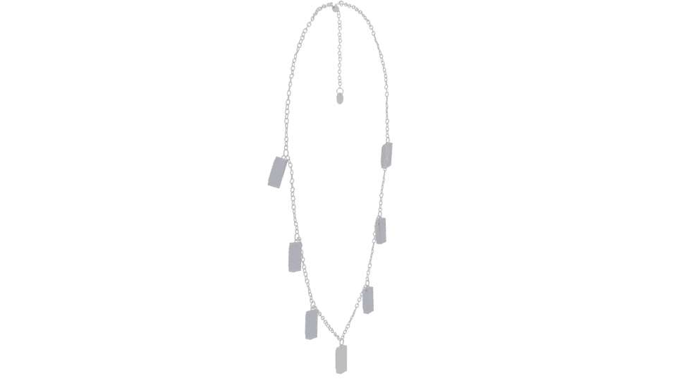 Elegant Silver Chain Necklace with Gemstone Accents - Professional 3D Model Render 3