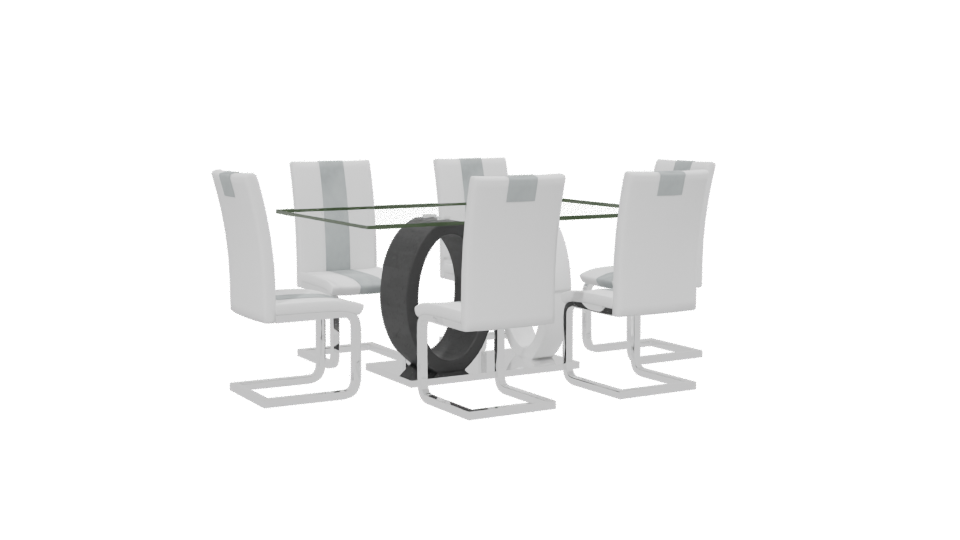 Stylish Glass Dining Table Set - Professional 3D Model Render 13