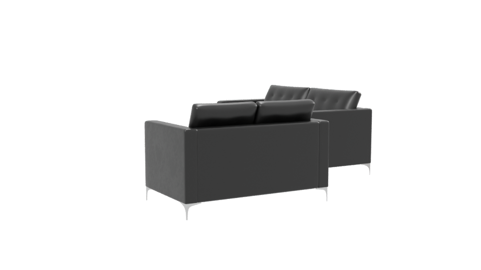 Stylish Black Leather Sofa Set - Professional 3D Model Render 13