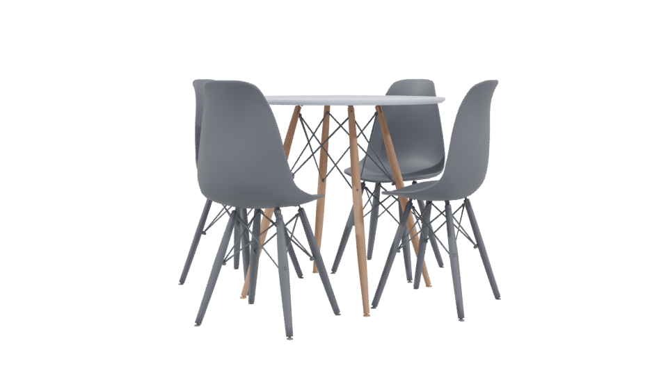 Stylish Dining Table and Chairs Set - Professional 3D Model Render 3