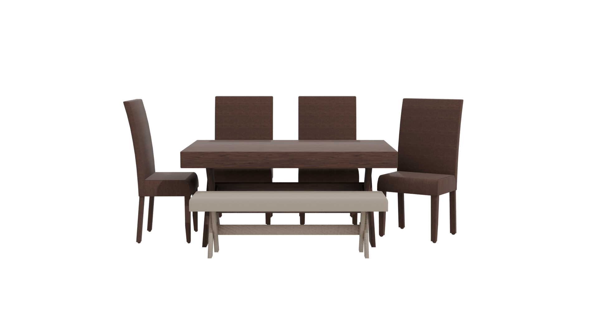 Elegant Wooden Dining Set 3D - Professional 3D Model Render 11