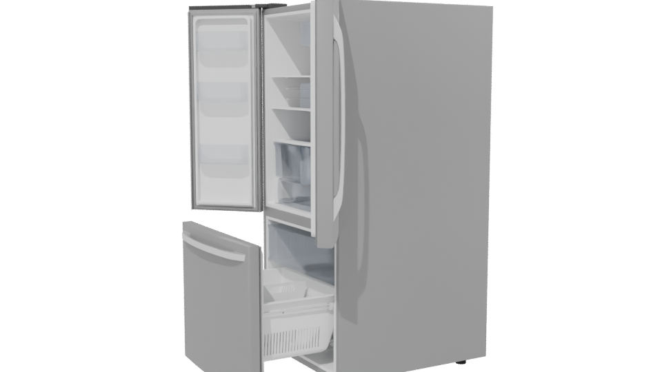 Modern French Door Refrigerator Model - Professional 3D Model Render 13