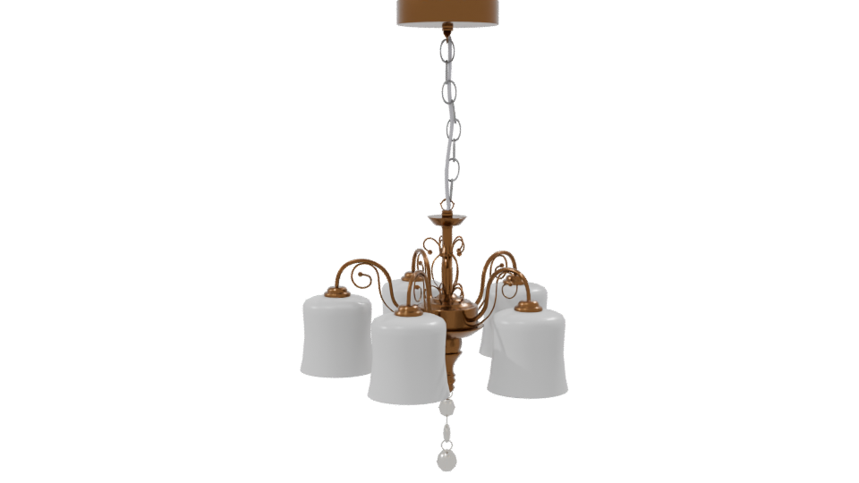 Elegant Vintage 5-Lamp Chandelier 3D - Professional 3D Model Render 8