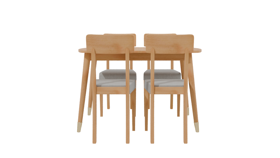 Stylish Wooden Dining Table Set - Professional 3D Model Render 2