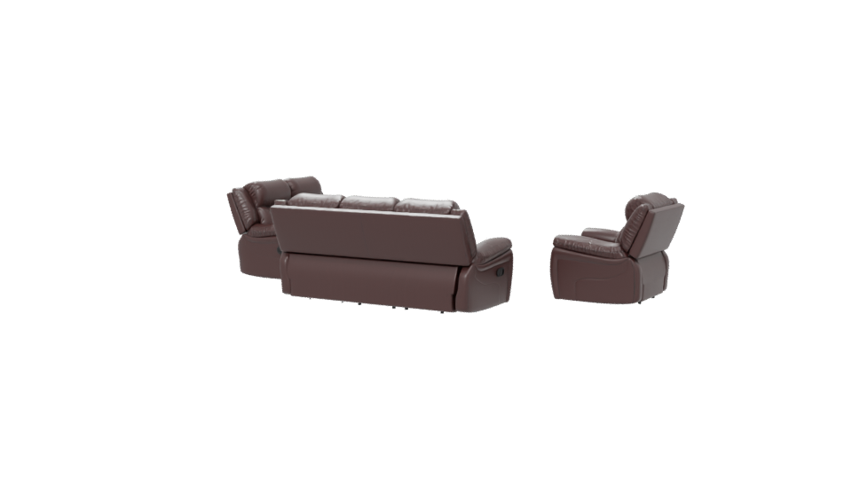 Elegant Reclining Leather Sofa Set - Professional 3D Model Render 6