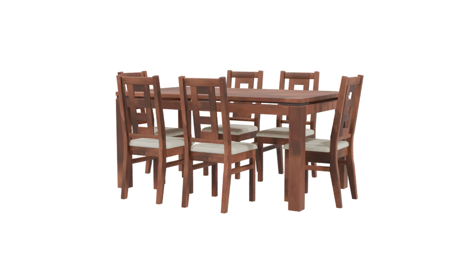 Contemporary Wooden Dining Set 3D Model - Professional 3D Model Render 3