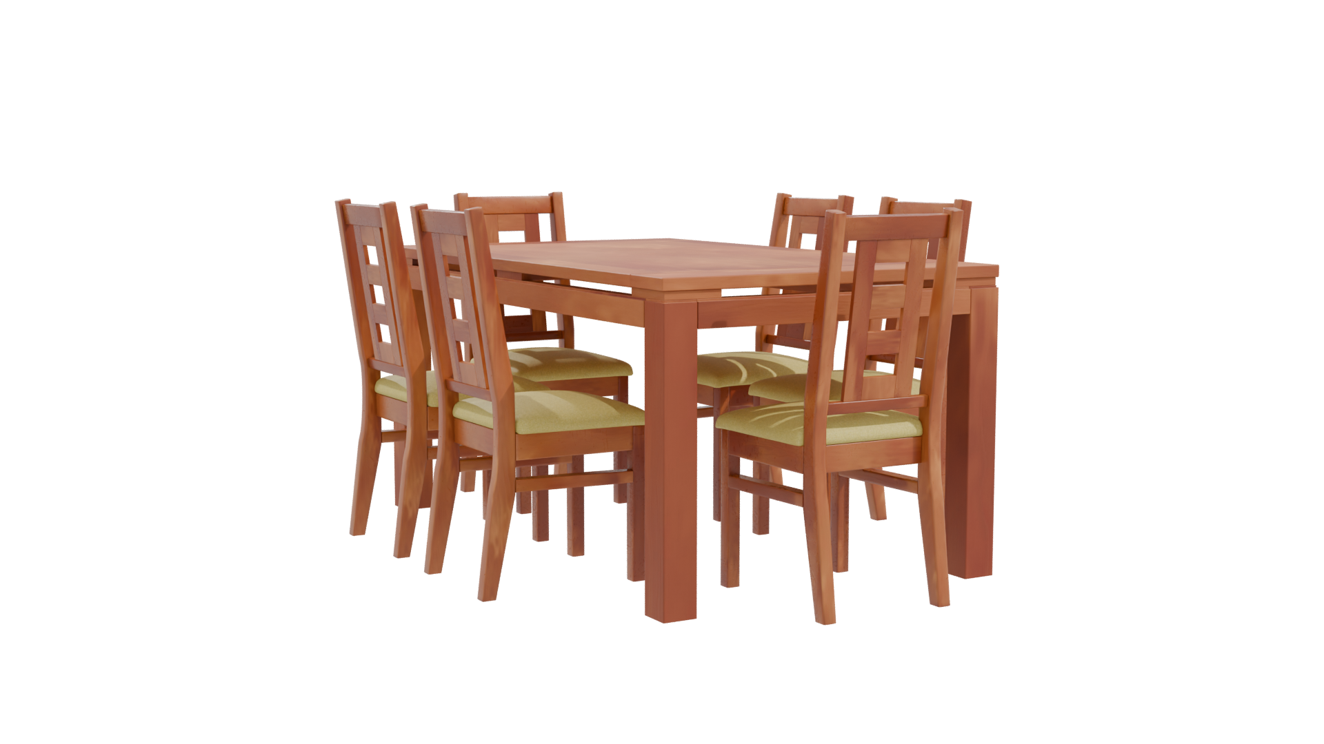 Stylish Wooden Dining Table Set 3D Model - Professional 3D Model Render 10