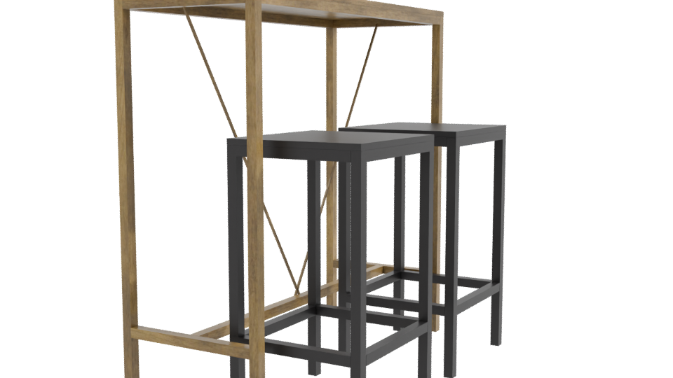 Industrial Bar Table Set 3D - Professional 3D Model Render 9