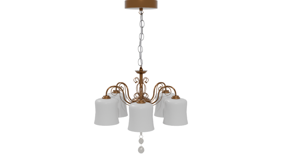 Elegant Vintage 5-Lamp Chandelier 3D - Professional 3D Model Render 5