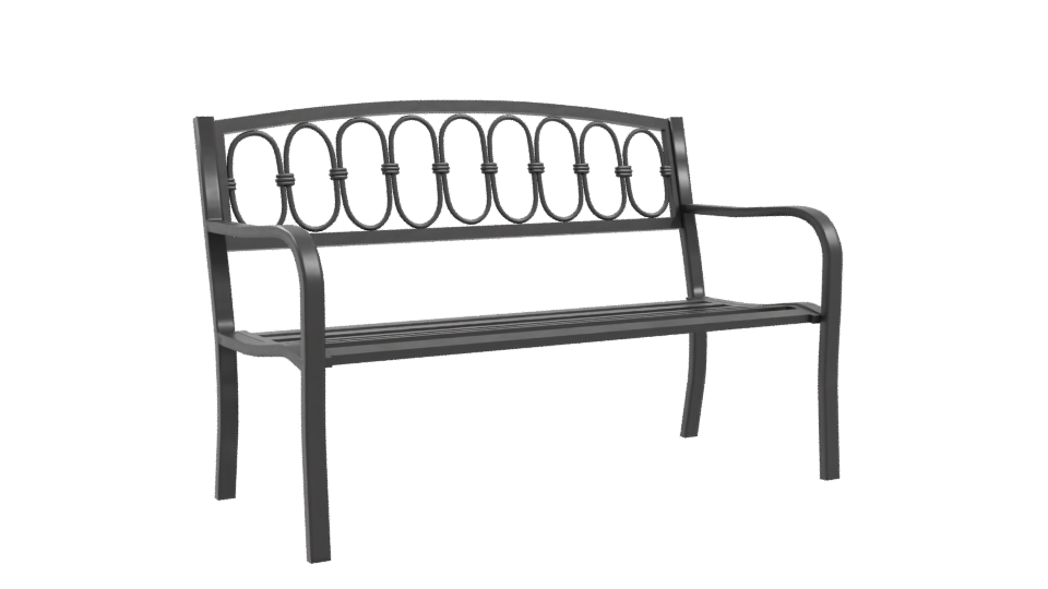 Stylish Outdoor Metal Bench 3D - Professional 3D Model Render 10