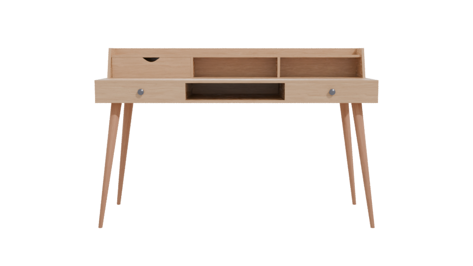 Minimalist Wooden Office Desk 3D Model - Professional 3D Model Render 11