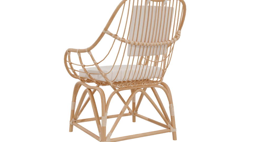 Stylish Rattan Lounge Chair 3D - Professional 3D Model Render 4