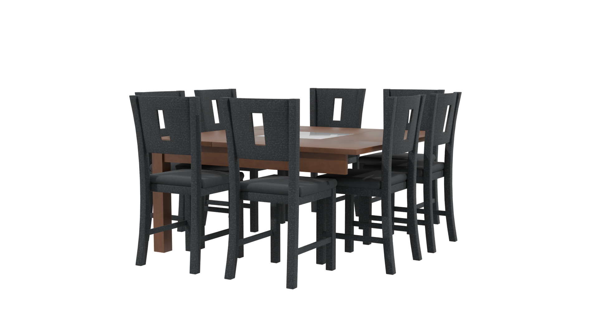 Square Dining Table Set 3D - Professional 3D Model Render 3