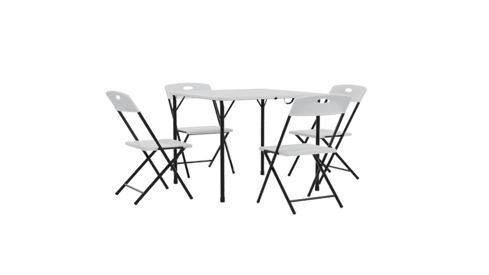Minimalist Folding Table Set 3D - Professional 3D Model Render 10