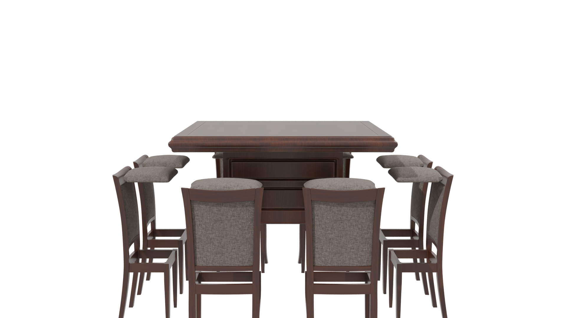 Elegant Wooden Dining Set 3D - Professional 3D Model Render 2