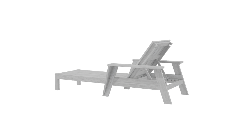Stylish Outdoor Wooden Lounge Chair 3D Model - Professional 3D Model Render 3