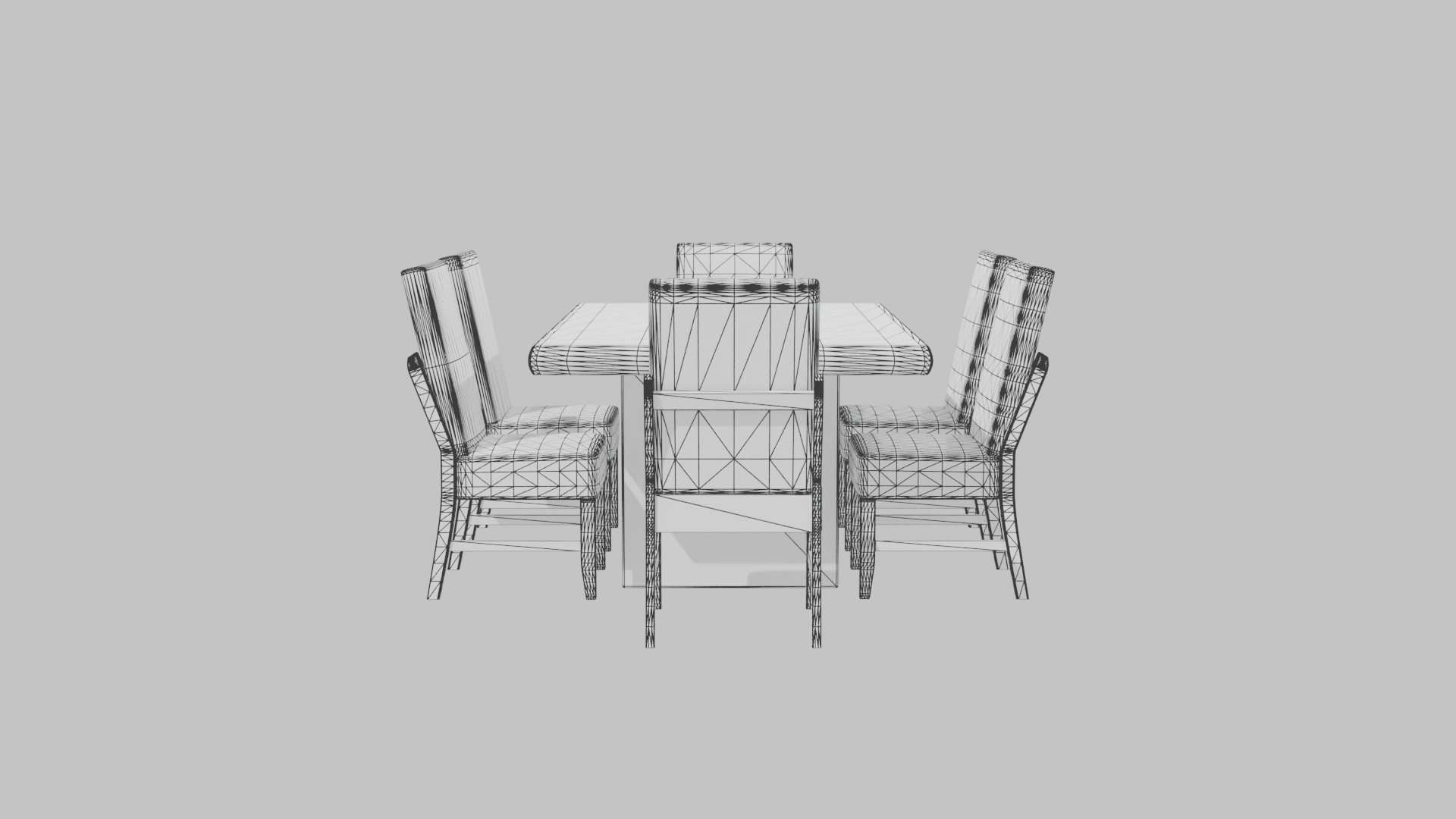 Stylish Wooden Dining Table Set - Professional 3D Model Render 7