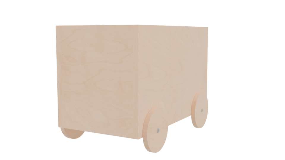 Stylish Wooden Toy Cart 3D - Professional 3D Model Render 3