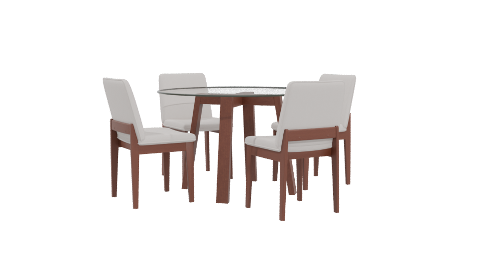Elegant Glass Dining Table Set - Professional 3D Model Render 4