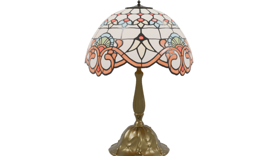 Vintage Stained Glass Table Lamp - Professional 3D Model Render 3