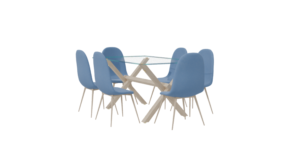 Stylish Glass Dining Table Set - Professional 3D Model Render 7
