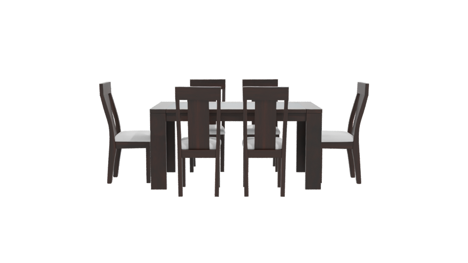 Elegant Modern Wooden Dining Table with Chairs - Professional 3D Model Render 11