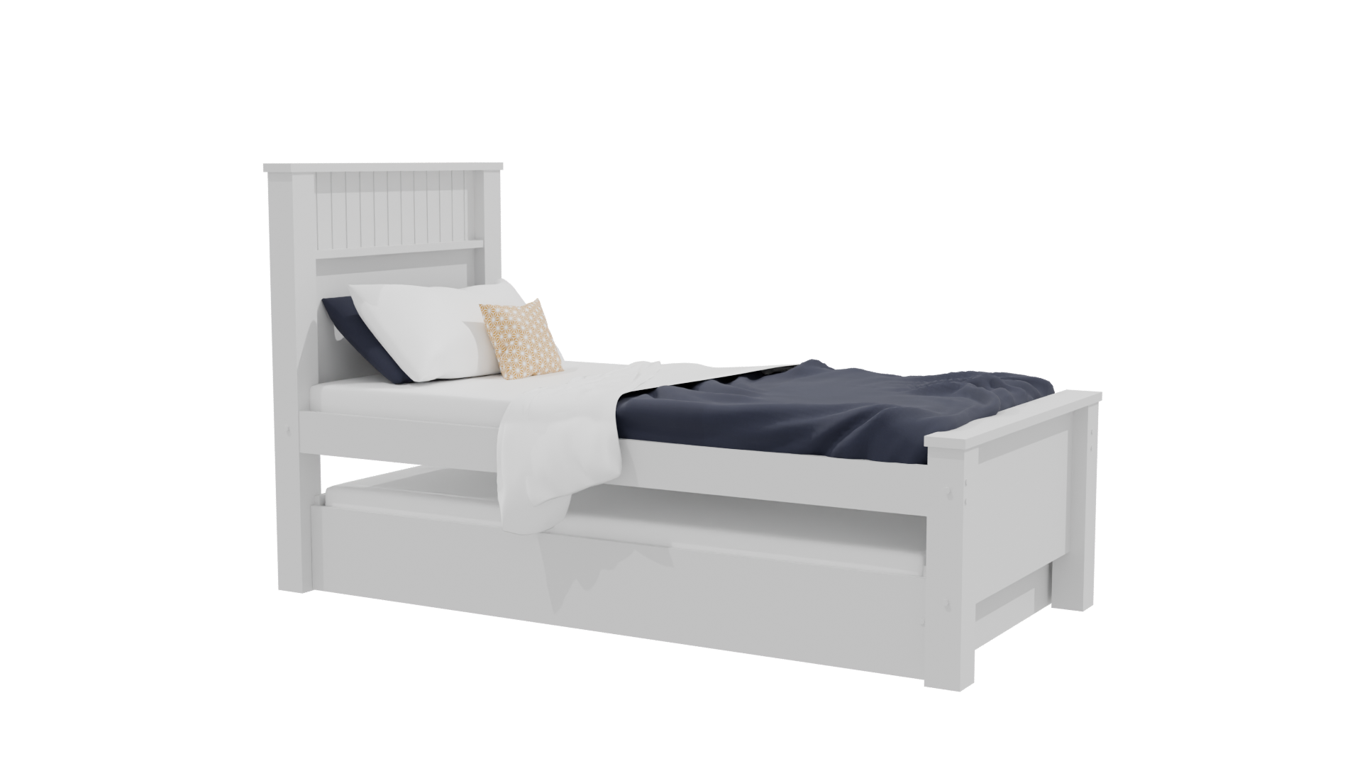 Stylish Minimalist Twin Bed Model - Professional 3D Model Render 21