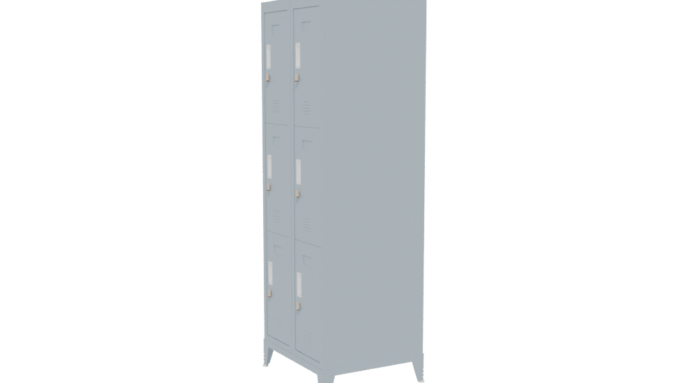 Industrial Six-Compartment Steel Locker 3D Model - Professional 3D Model Render 13