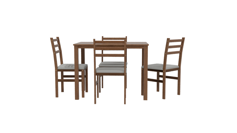 Stylish Wooden Dining Table Set with Chairs 3D Model - Professional 3D Model Render 5