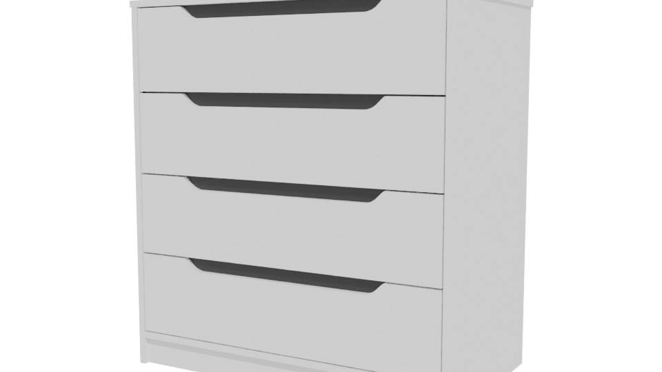 Modern White 4-Drawer Dresser 3D - Professional 3D Model Render 12